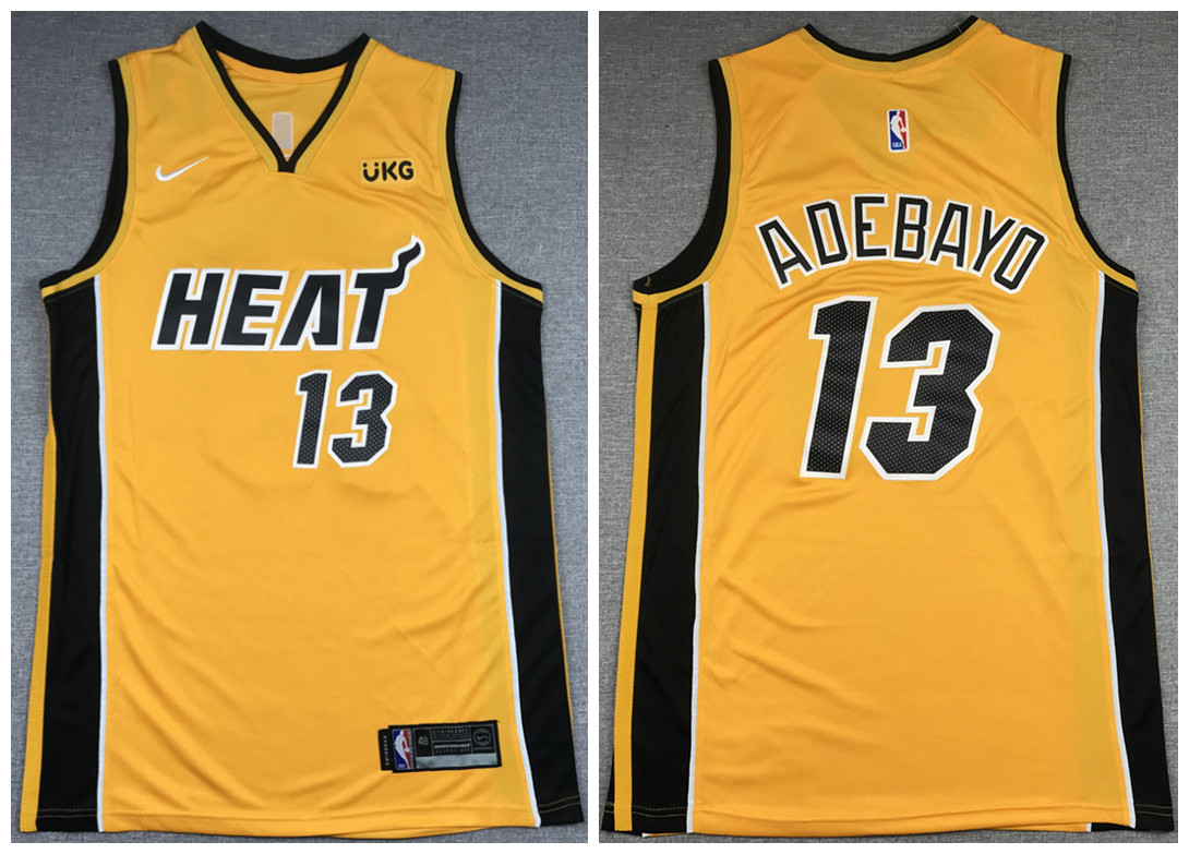 Men's Miami Heat #13 Bam Adebayo Gold NBA Stitched Jersey